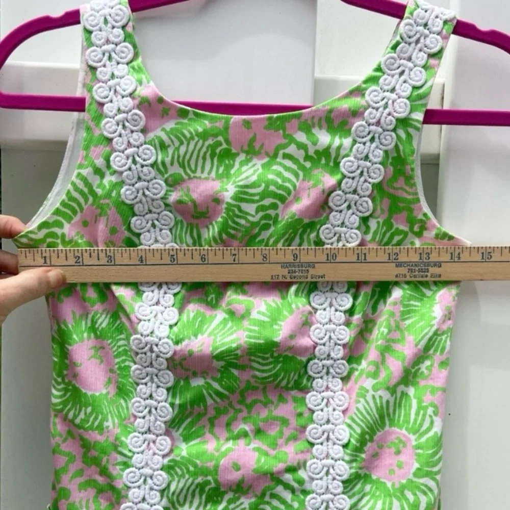 Lilly Pulitzer Liz Shift Dress Lion Print Green Pink Size 00 - Picture 6 of 8